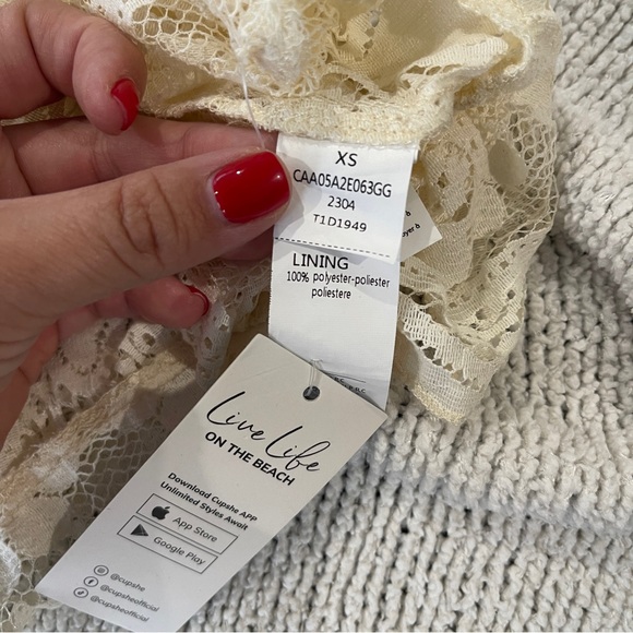 Cupshe women’s Cream Lace Spaghetti Strap swim coverup Dress XS NWT - Picture 5 of 6